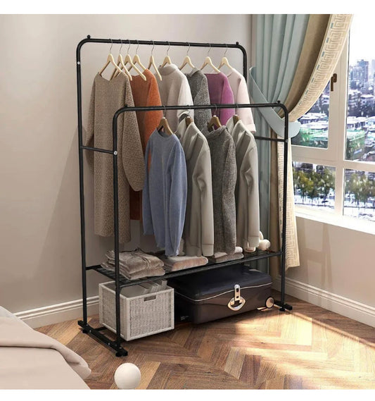 Brand new Double Layer Rolling Garment Rack Double Rod Clothe Hanging Rack Storage Display