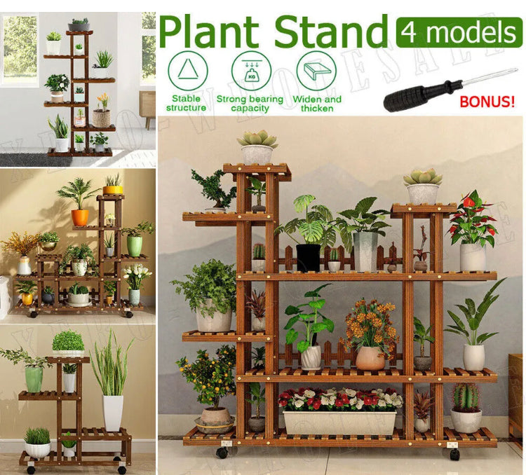 Brand new -Various Wood Bamboo Plant Stand Great Flower Plants Collection Display Shelves