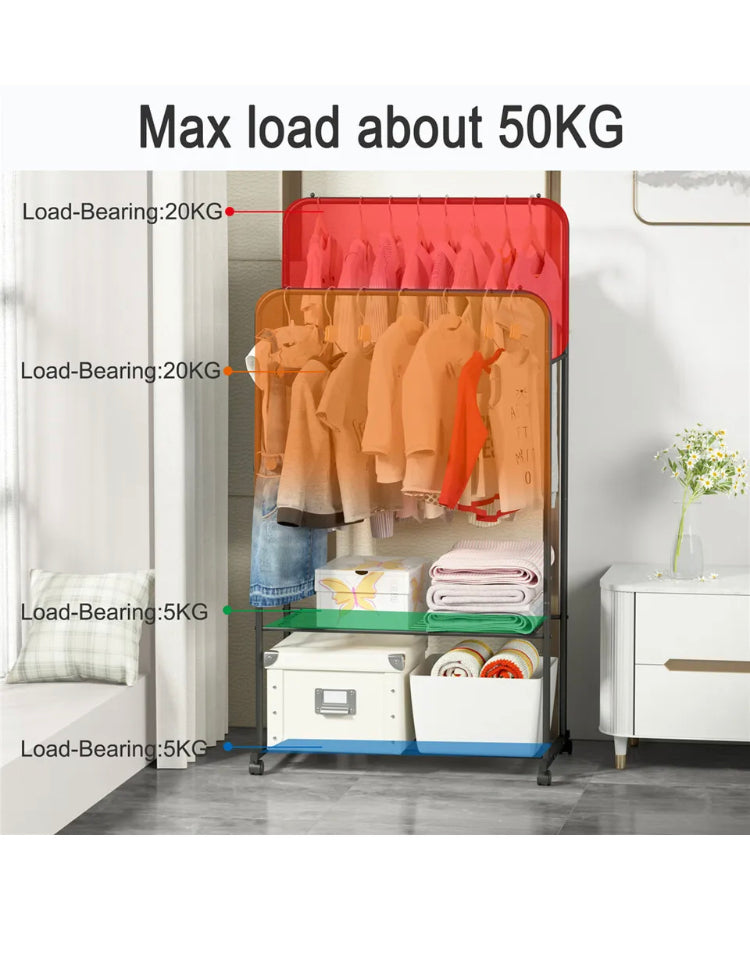 Brand new Double Layer Rolling Garment Rack Double Rod Clothe Hanging Rack Storage Display