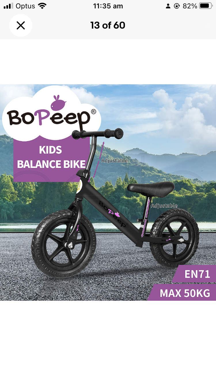 Brand new- BoPeep Kids Balance Bike Ride On Toys Push Bicycle Children Outdoor Toddler Safe