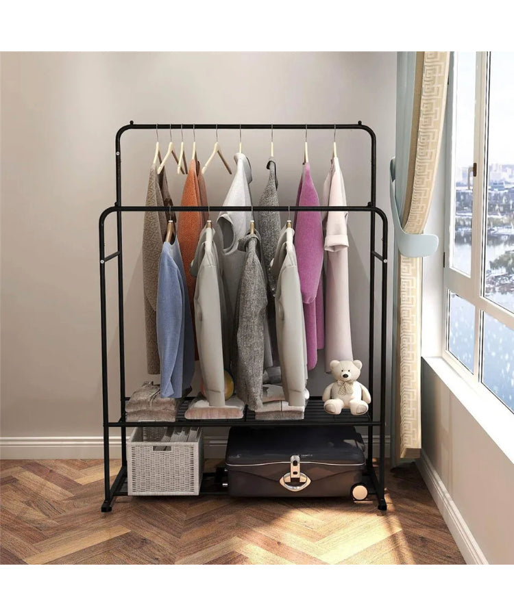 Brand new Double Layer Rolling Garment Rack Double Rod Clothe Hanging Rack Storage Display