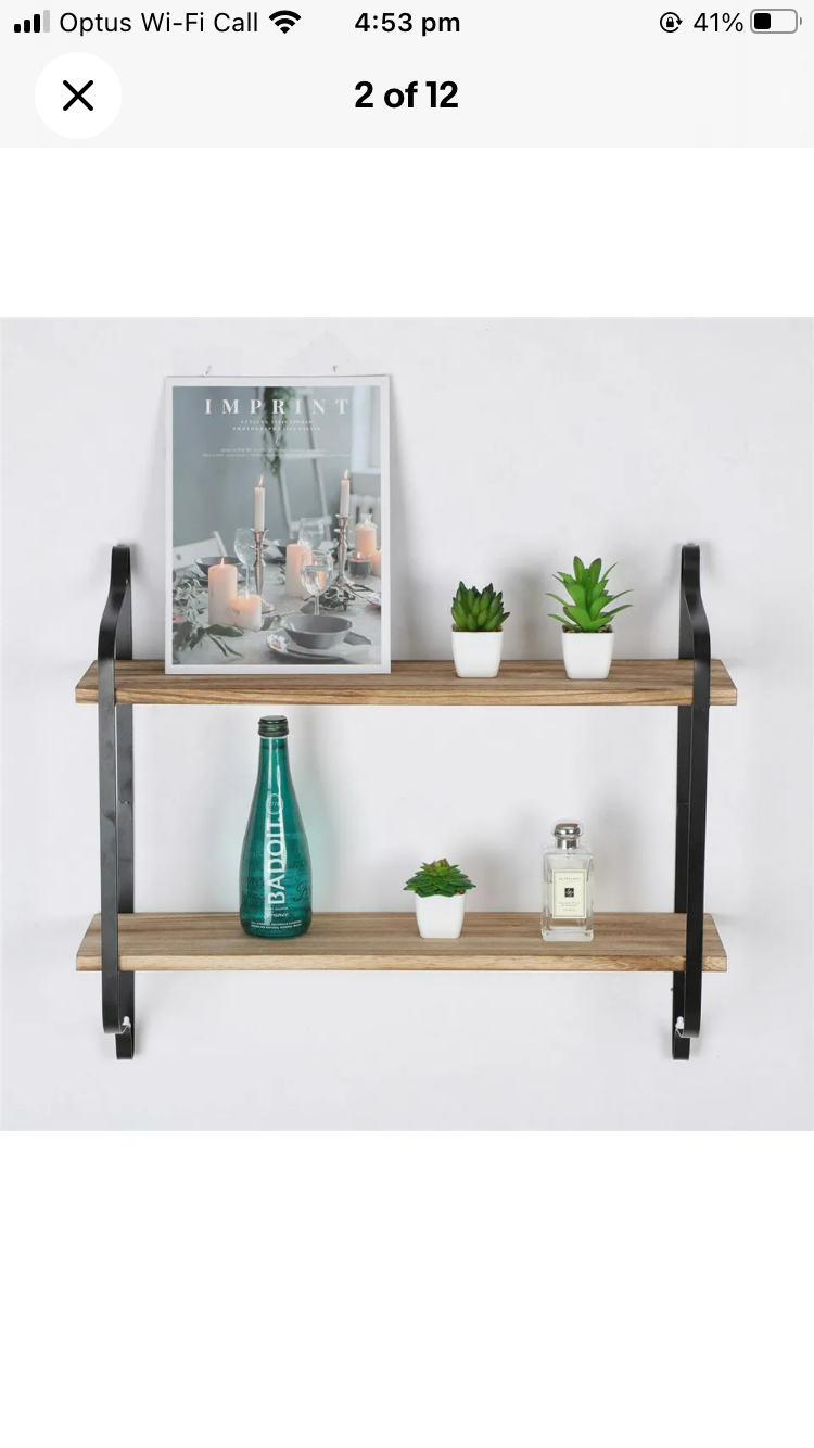 Brand new- free post 2 Layer Wood Wall Shelves Home Decor Floating Shelf Metal Hanging Storage Rack