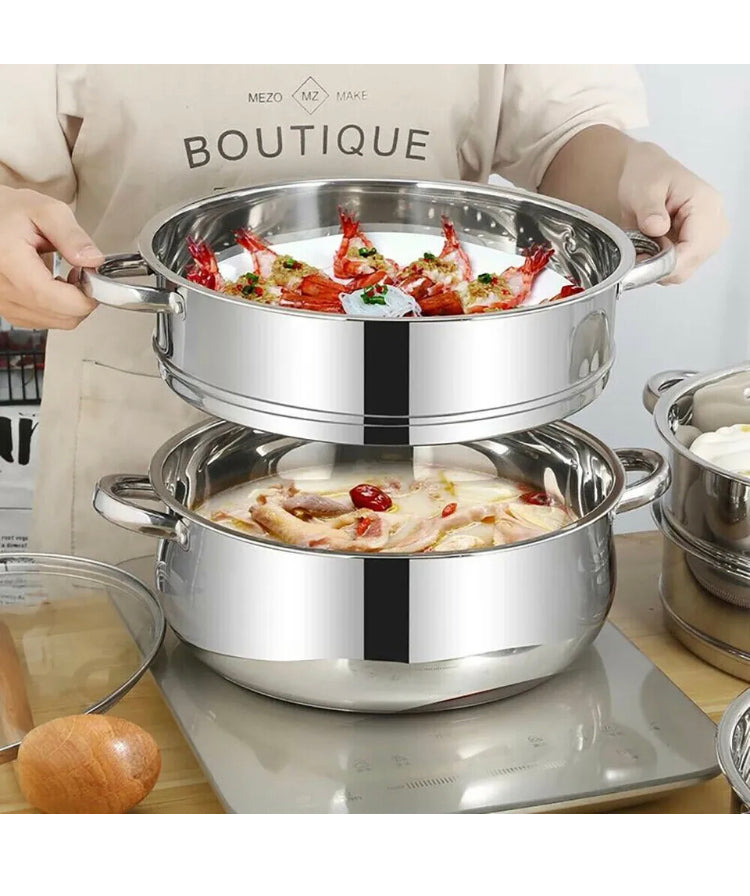 Brand new-free post 4 Tier Stainless Steel Steamer Meat Vegetable Cooking Steam Pot Kitchen Tool