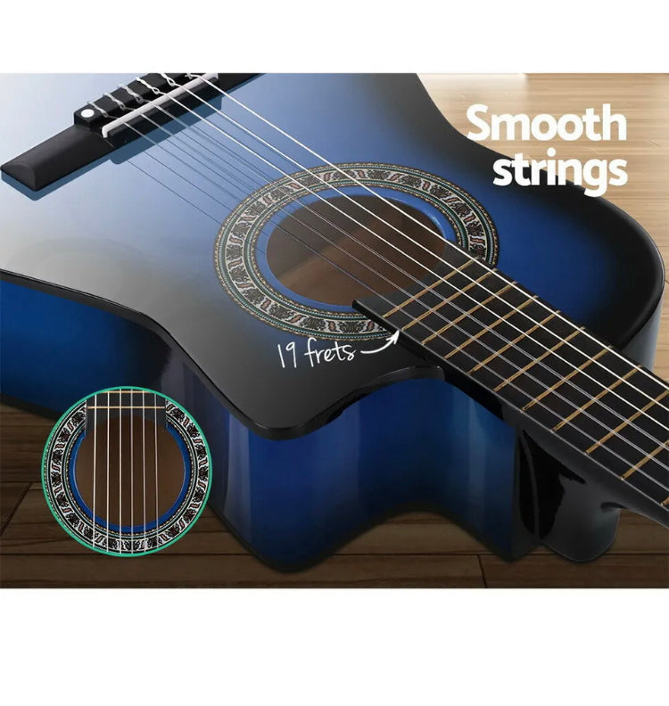 Brand new-free post Alpha 34” Inch Guitar Classical Acoustic Cutaway Wooden Kids Gift 1/2 Size Blue