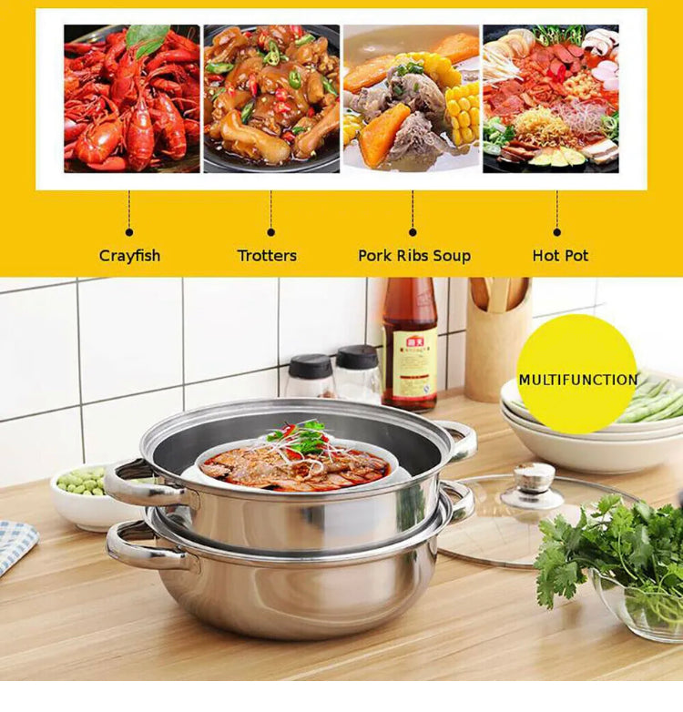 Brand new-free post 4 Tier Stainless Steel Steamer Meat Vegetable Cooking Steam Pot Kitchen Tool