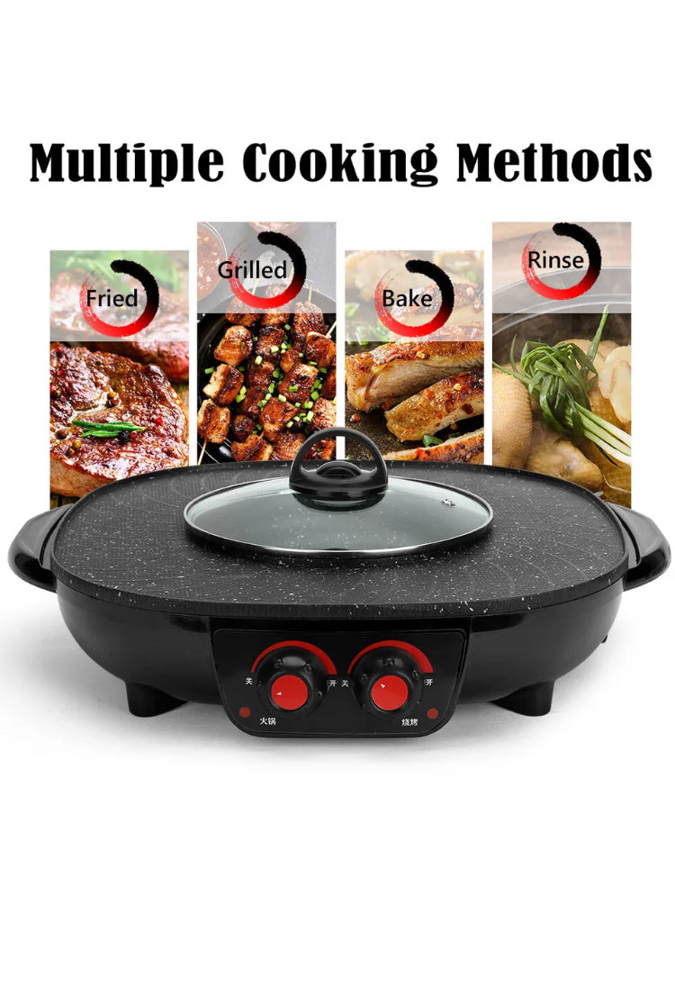 Brand new-free post Electric BBQ Hot Pot Pan Plate Shabu Oven Grill Boil Cook Barbecue Hotpot AU