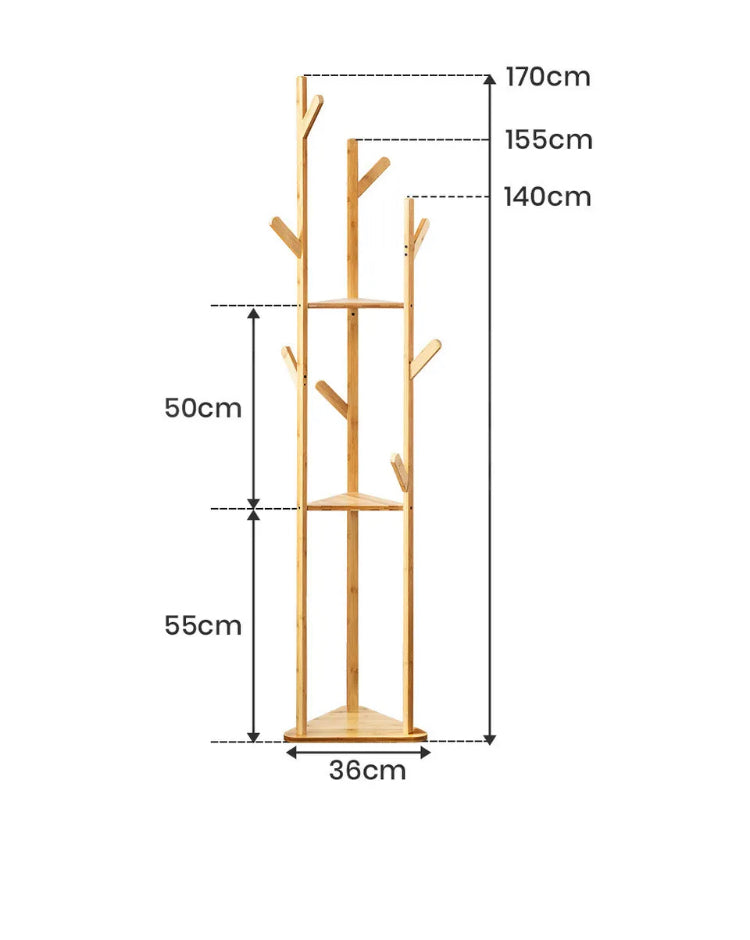 Brand new-free post Furb Bamboo Coat Rack Hat Clothes Stand Hanger Garment  Hook Tree Rail Organizer