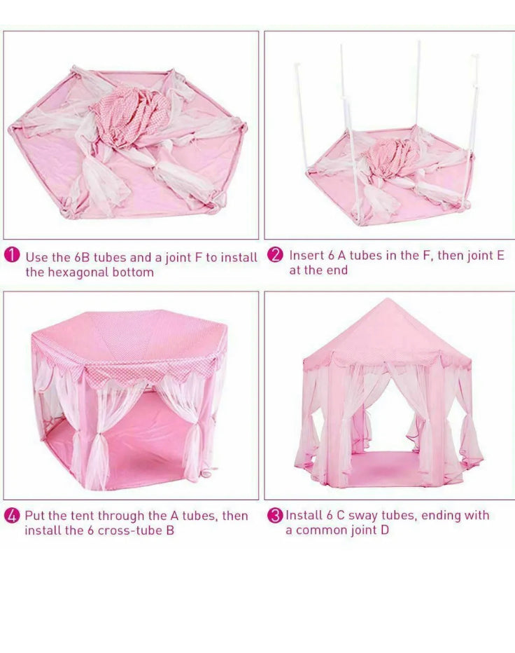 Brand new-free post Kids Teepee Play Tent Princess Castle Pink Children House Indoor Outdoor