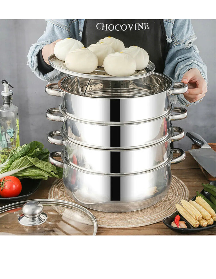 Brand new-free post 4 Tier Stainless Steel Steamer Meat Vegetable Cooking Steam Pot Kitchen Tool