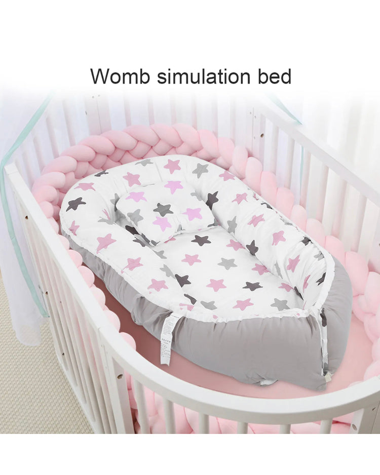 Brand new-free post Baby Nest Bed Lounger Sleeping Portable Pillow Newborn Bassinet Crib Cot 2 Sides