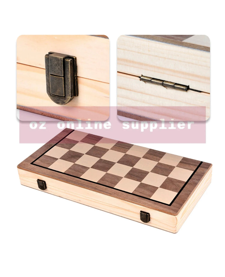 Brand new-free post 39CM Large Chess Wooden Set Folding Chessboard Pieces Wood Board Game