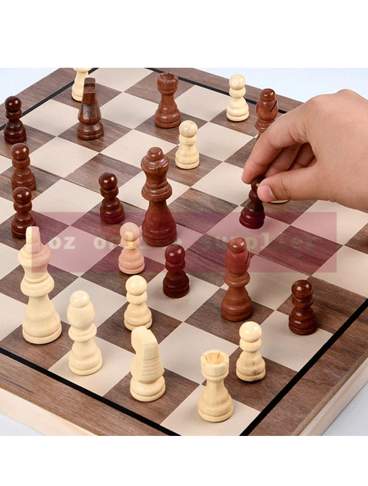 Brand new-free post 39CM Large Chess Wooden Set Folding Chessboard Pieces Wood Board Game