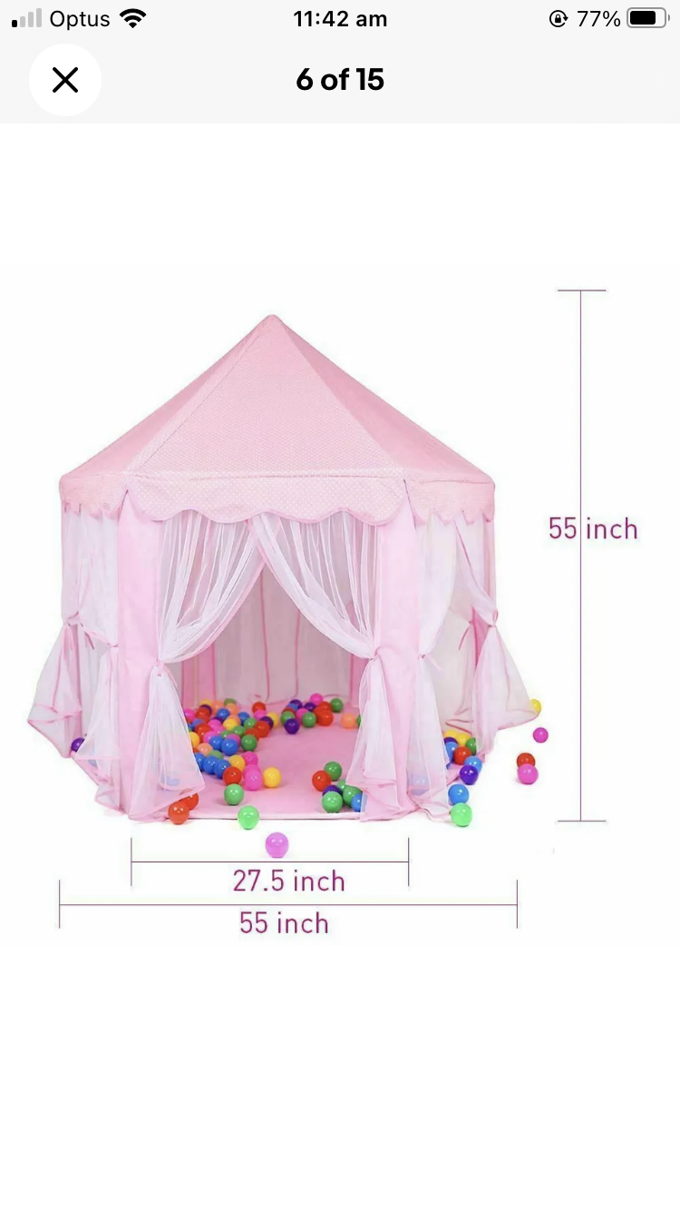 Brand new-free post Kids Teepee Play Tent Princess Castle Pink Children House Indoor Outdoor