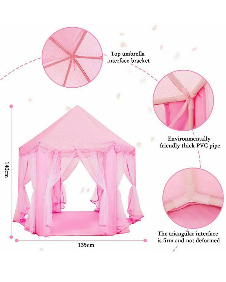 Brand new-free post Kids Teepee Play Tent Princess Castle Pink Children House Indoor Outdoor