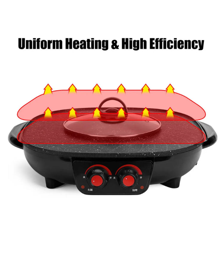 Brand new-free post Electric BBQ Hot Pot Pan Plate Shabu Oven Grill Boil Cook Barbecue Hotpot AU