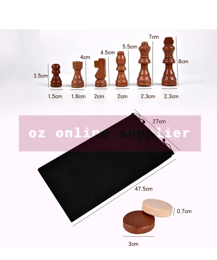 Brand new-free post 39CM Large Chess Wooden Set Folding Chessboard Pieces Wood Board Game