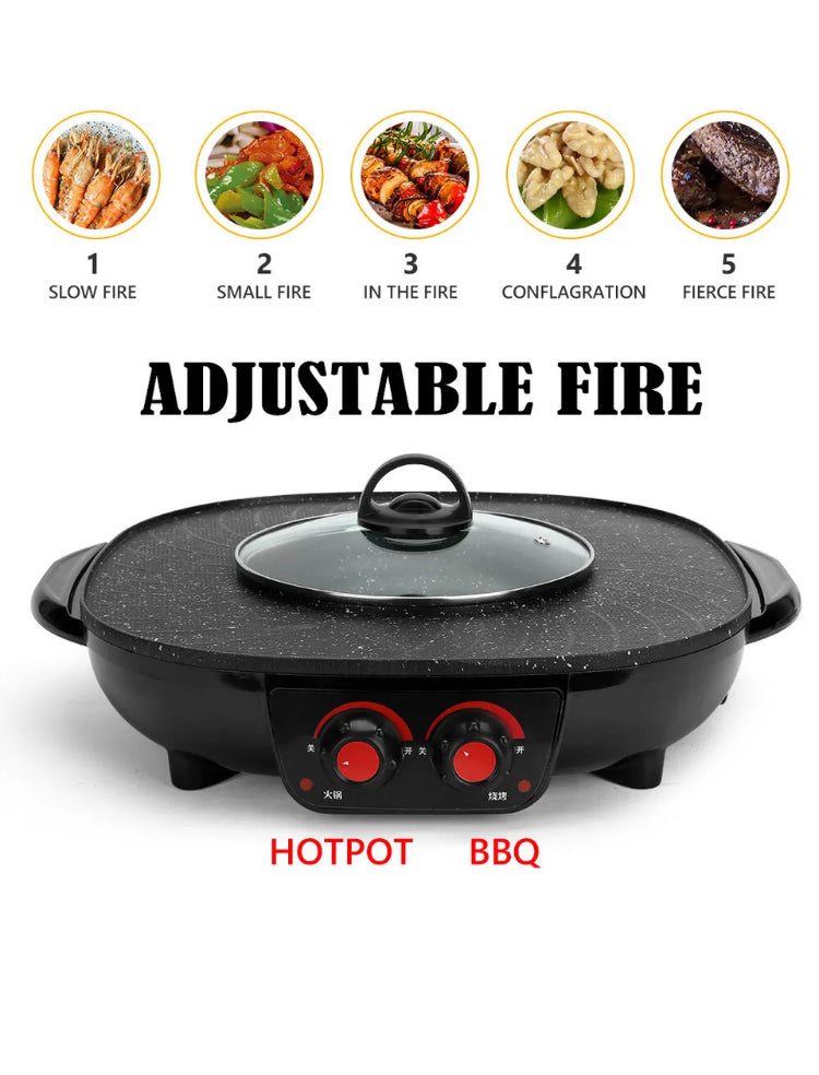 Brand new-free post Electric BBQ Hot Pot Pan Plate Shabu Oven Grill Boil Cook Barbecue Hotpot AU