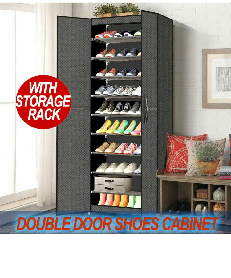 Brand new-free post 10 Tiers Shoe Rack Stackable Fabric Cabinet Storage Holder Wardrobe Organiser