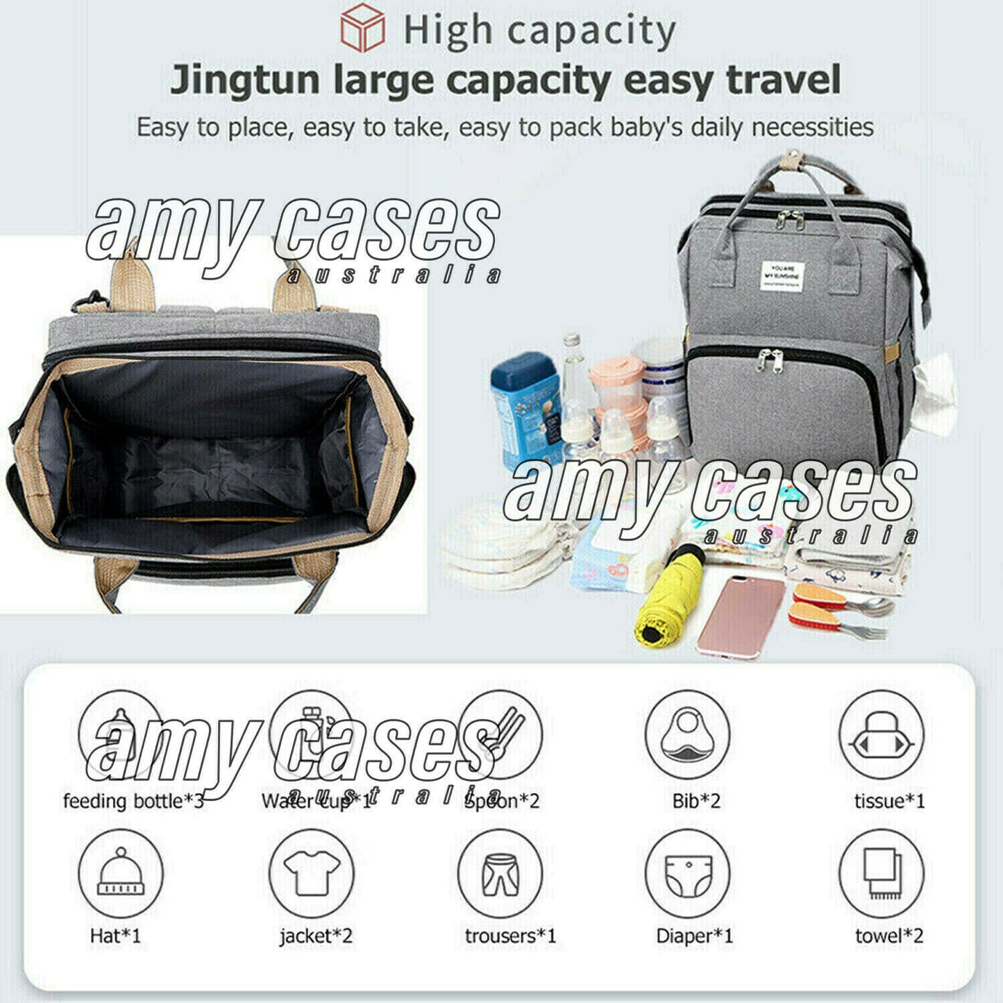 Foldable Large Mummy Bag Baby Bed Backpack Maternity Nappy Diaper Milk