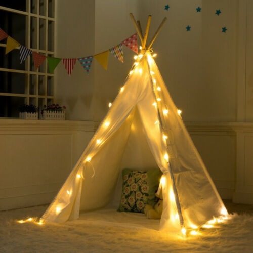 Large Teepee Indian Tent Kids Cotton Canvas Play House Children Wigwam Gift AU