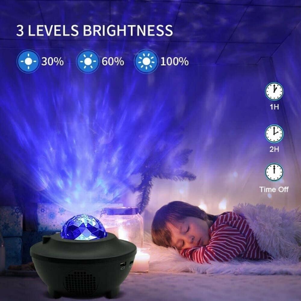 LED Galaxy Starry Night Light Projector Ocean Star Sky Party Baby Kids Room Lamp