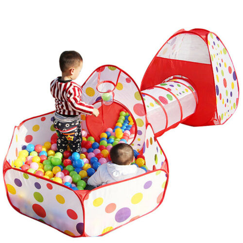 Foldable Kids Play Pit Tunnel Ball Pool Pop Up Tent Playhouse Outdoor 3 in 1 Set