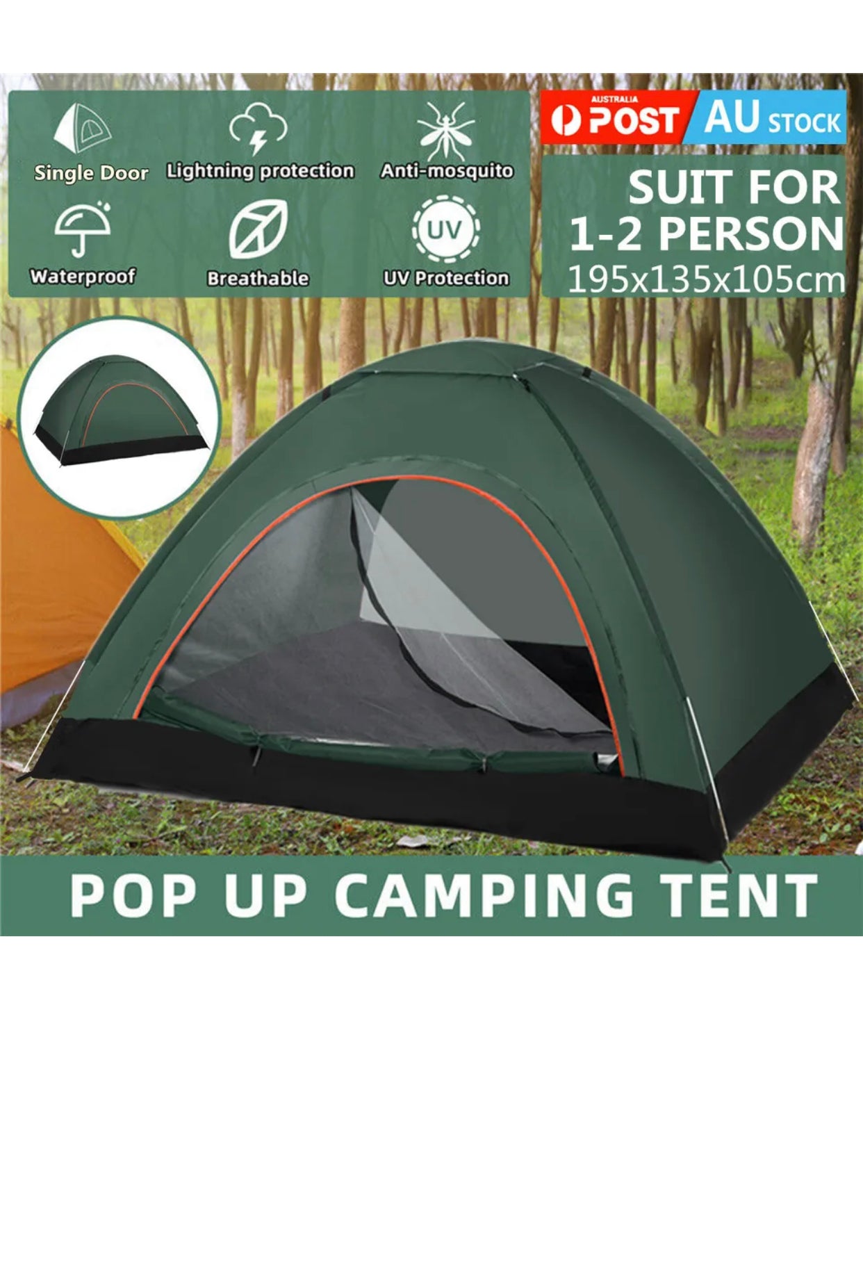 Brand new- free post Instant Beach Tent Camping Portable Hiking Tent 2 Person Waterproof Sun Shelter