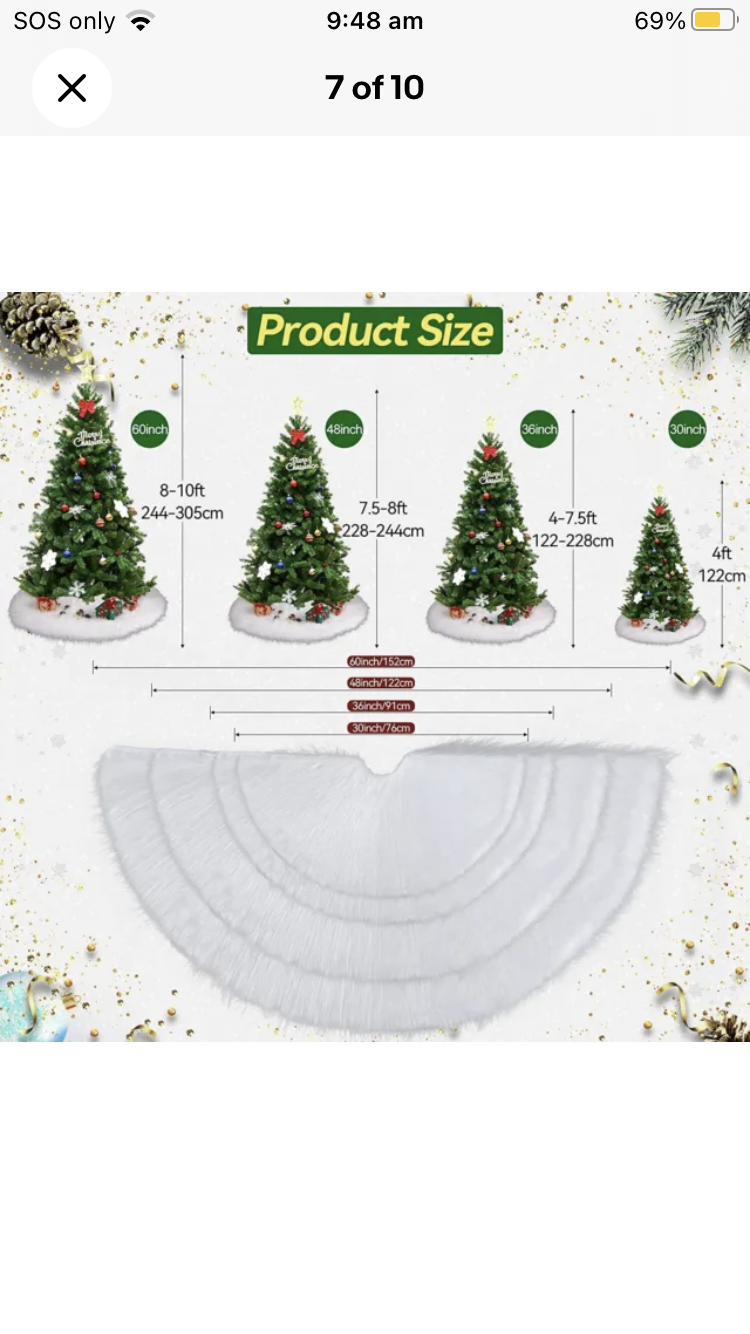 Brand new- free post White Christmas Tree Skirt Base Faux Fur Xmas Floor Mat Ornaments Decoration