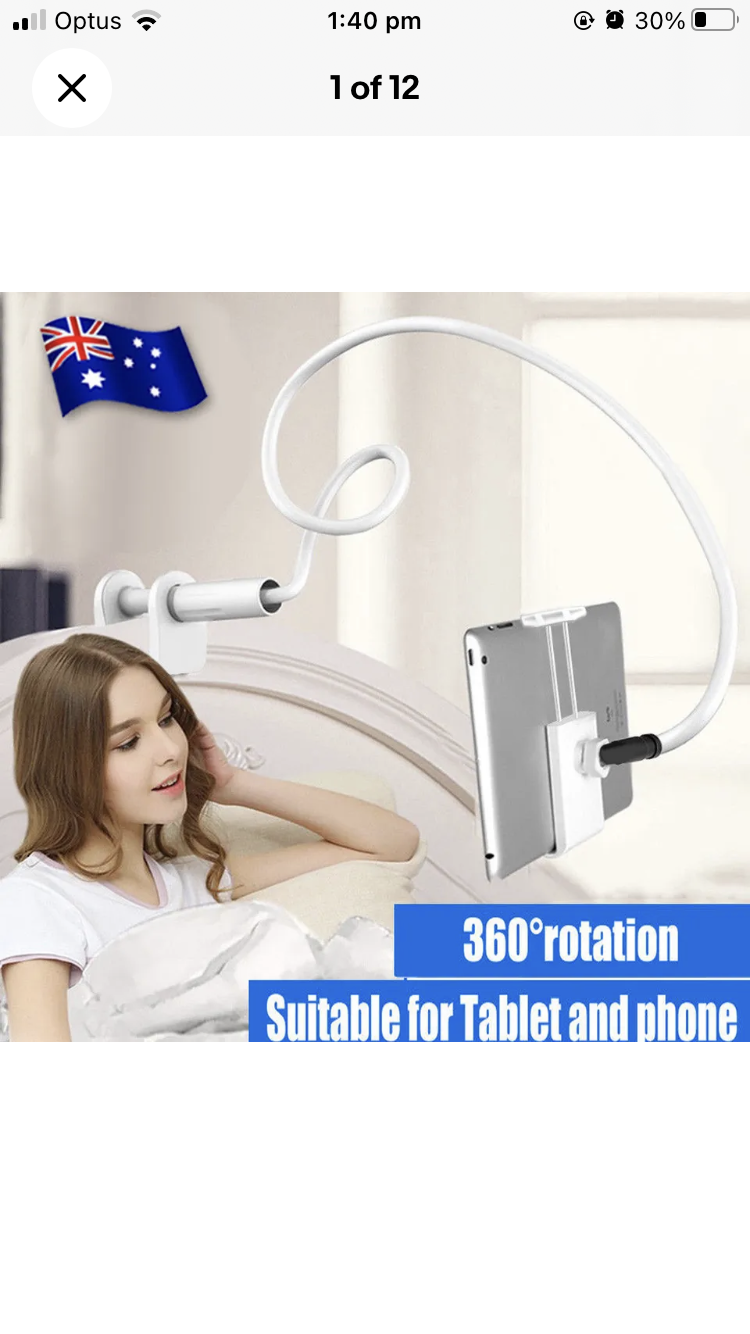 U STOCK!FAST SHIPPING! Features No Tools Required needed and easy to install. Simple & Generous appearance, all-purpose designed. Solid quality made ABS+PVC+Silicone, long 360°Rotation Tablet Stand Holder Lazy Bed Desk Mount for iPad Air iPhone Samsung