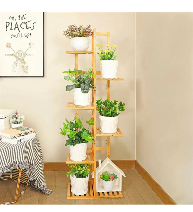 Brand new- free post Premium Bamboo Tall Plant Stand Corner Flower Holder Display Shelf IndoorOutdoor