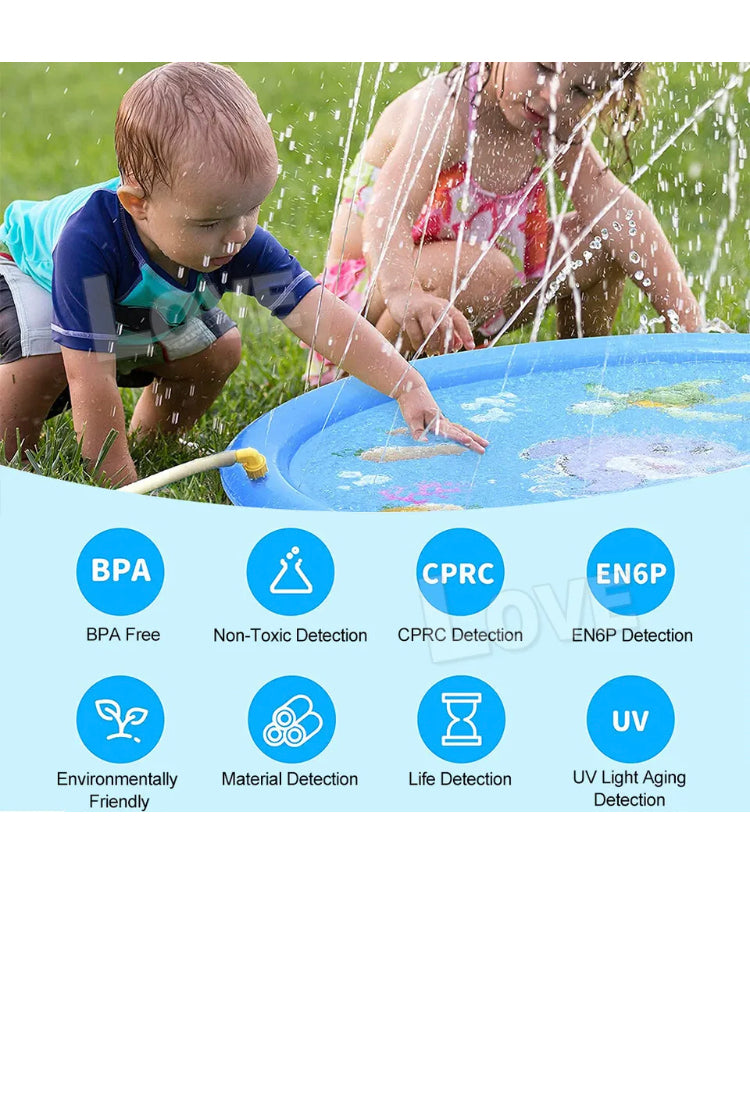 Brand new- free post 170cm Inflatable Water Splash Spray Mat Kids Sprinkler Play Pad Outdoor Pool