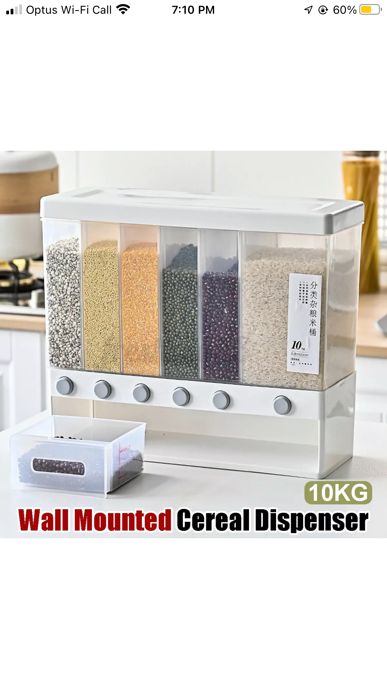 Brand new- free post 10Kg Grain Case Cereal Dispenser Storage Boxes Kitchen Food Bean Rice Container