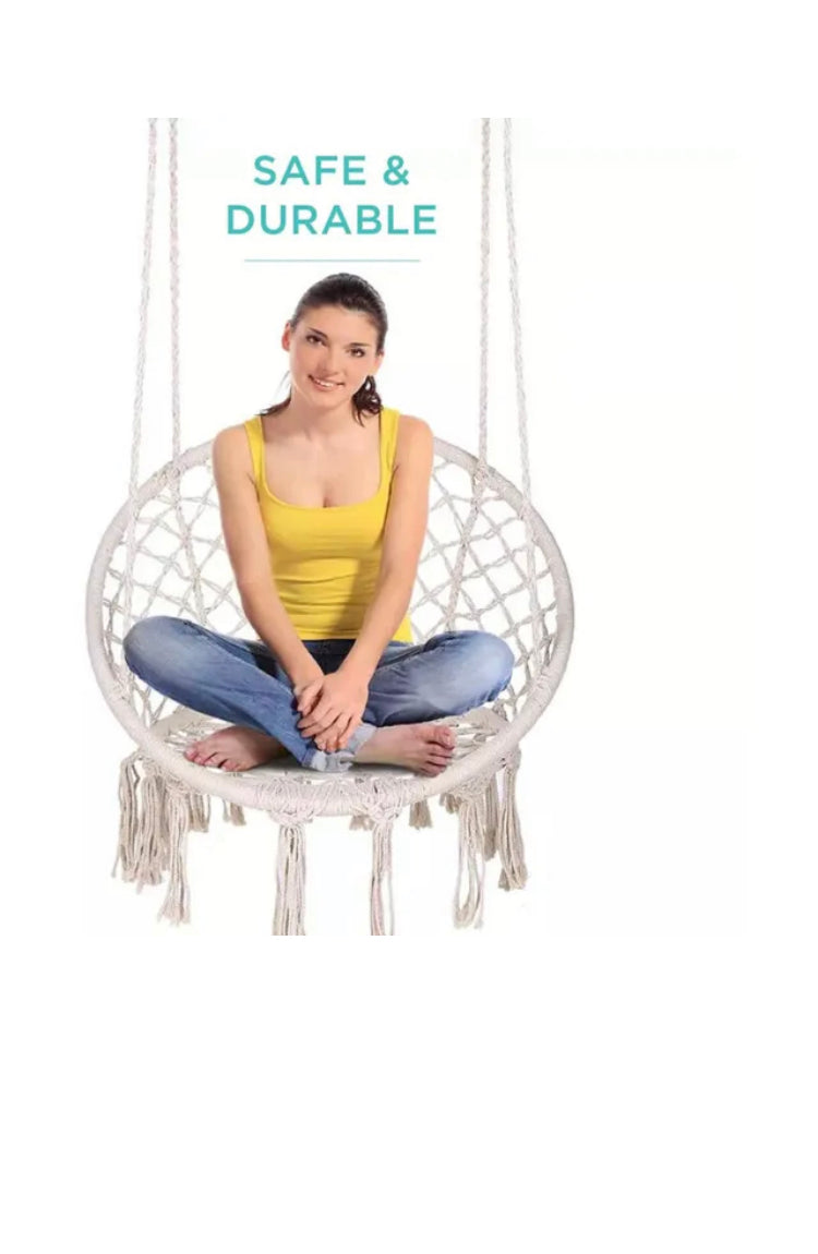 Brand new- free post 124CM Deluxe Hammock Chair Macrame Cotton Swing Bed Relax Outdoor Hanging Indoor