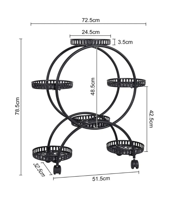 FEB SALE!  free post-4 Layer 6 Pots Flower Holder Plant Stand Shelf 4-Wheel Free Moving Rack Balcony