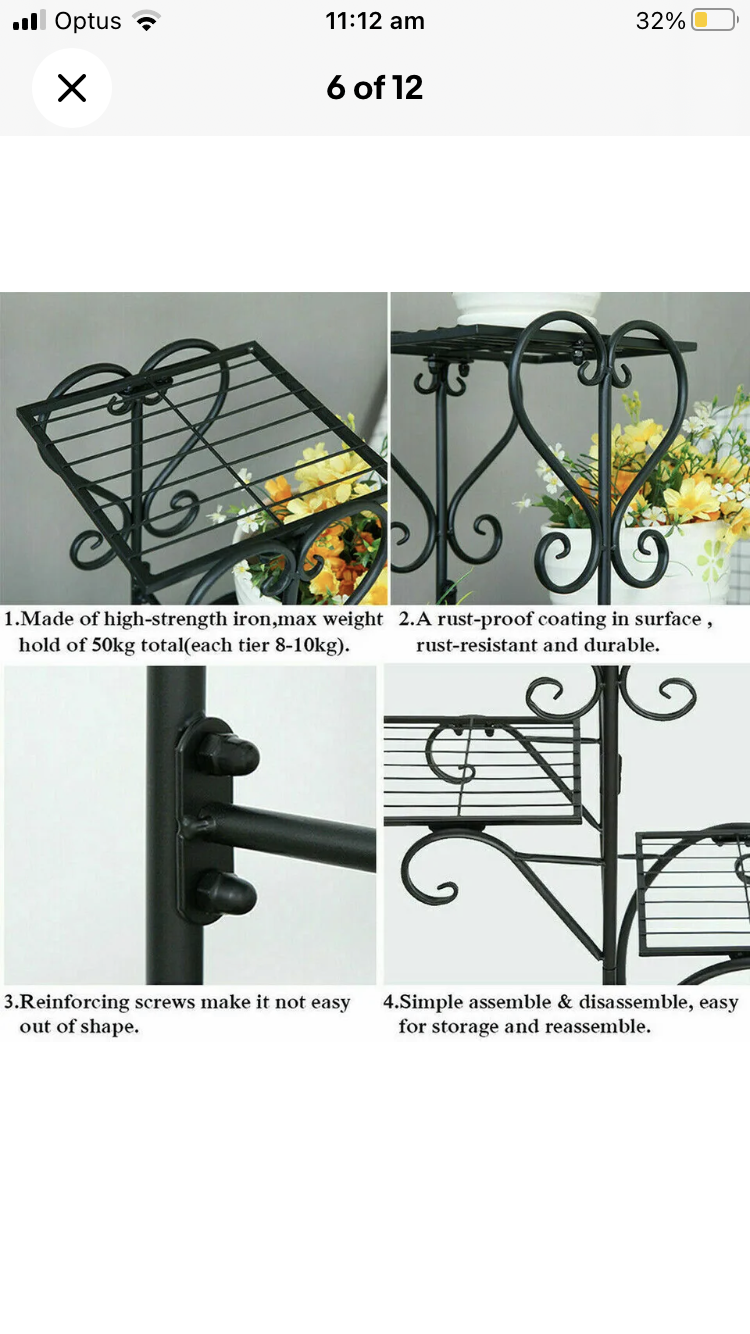 Brand new- free post 5 Tier Outdoor Metal Plant Stand Flower Planter Garden Display Holder Rack Shelf