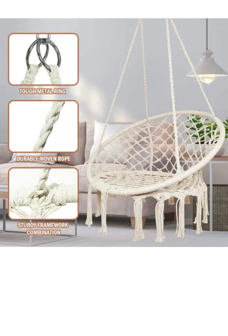 Brand new- free post 124CM Deluxe Hammock Chair Macrame Cotton Swing Bed Relax Outdoor Hanging Indoor