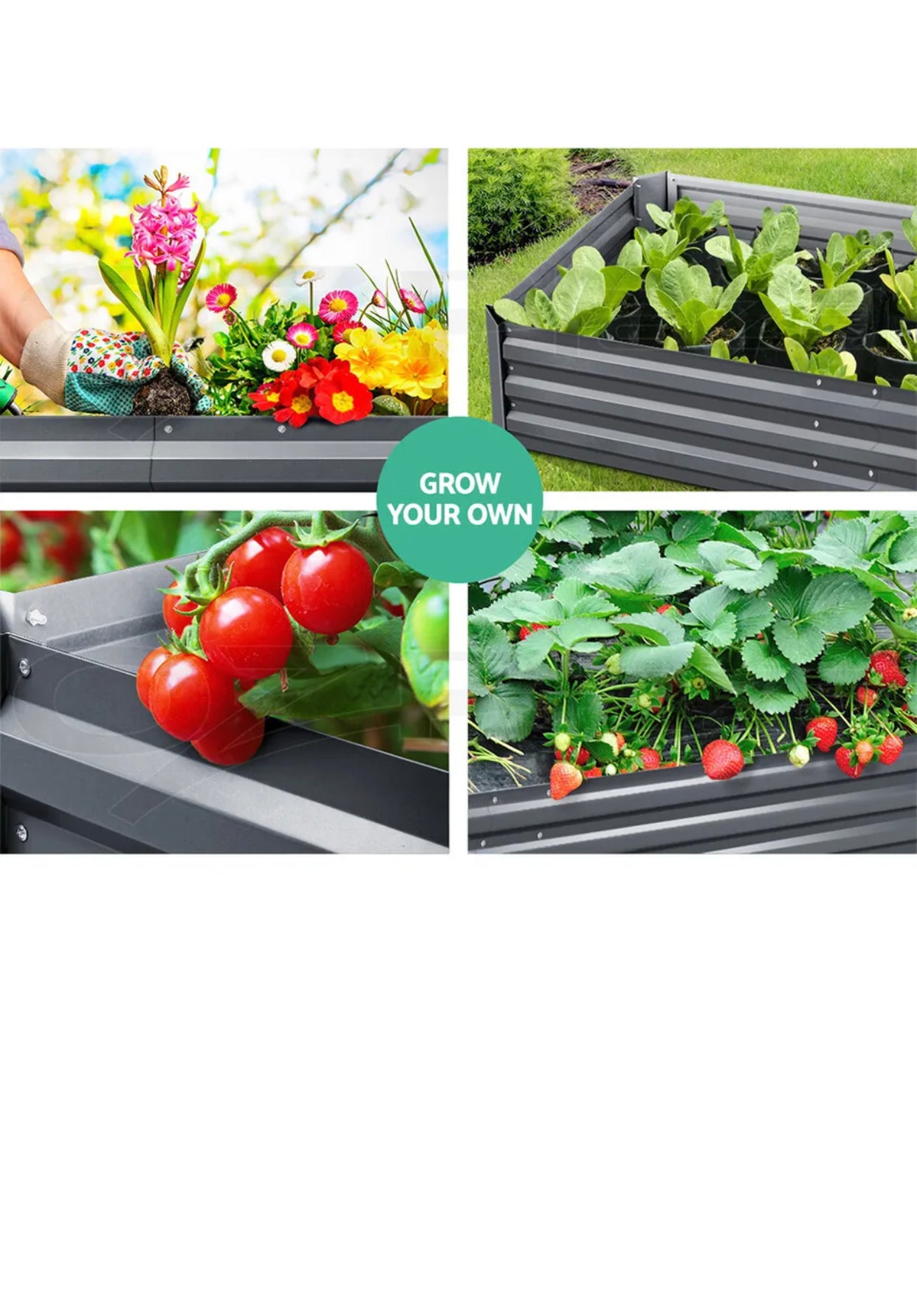 Brand new- free post 180x90x30  Garden Bed Galvanised Steel Raised Planter Aluminium Grey