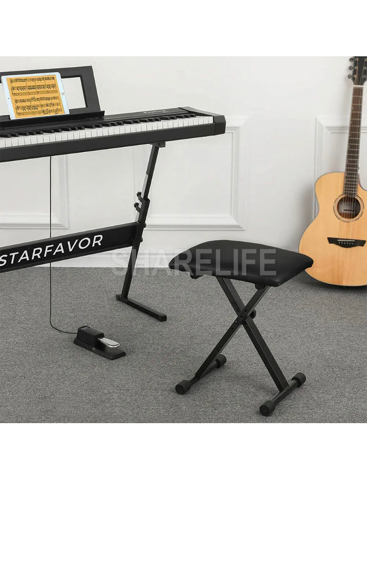 Brand new-Portable Adjustable 4 Way Portable Piano Stool Adjustable Folding Keyboard Seat Bench Chair Black