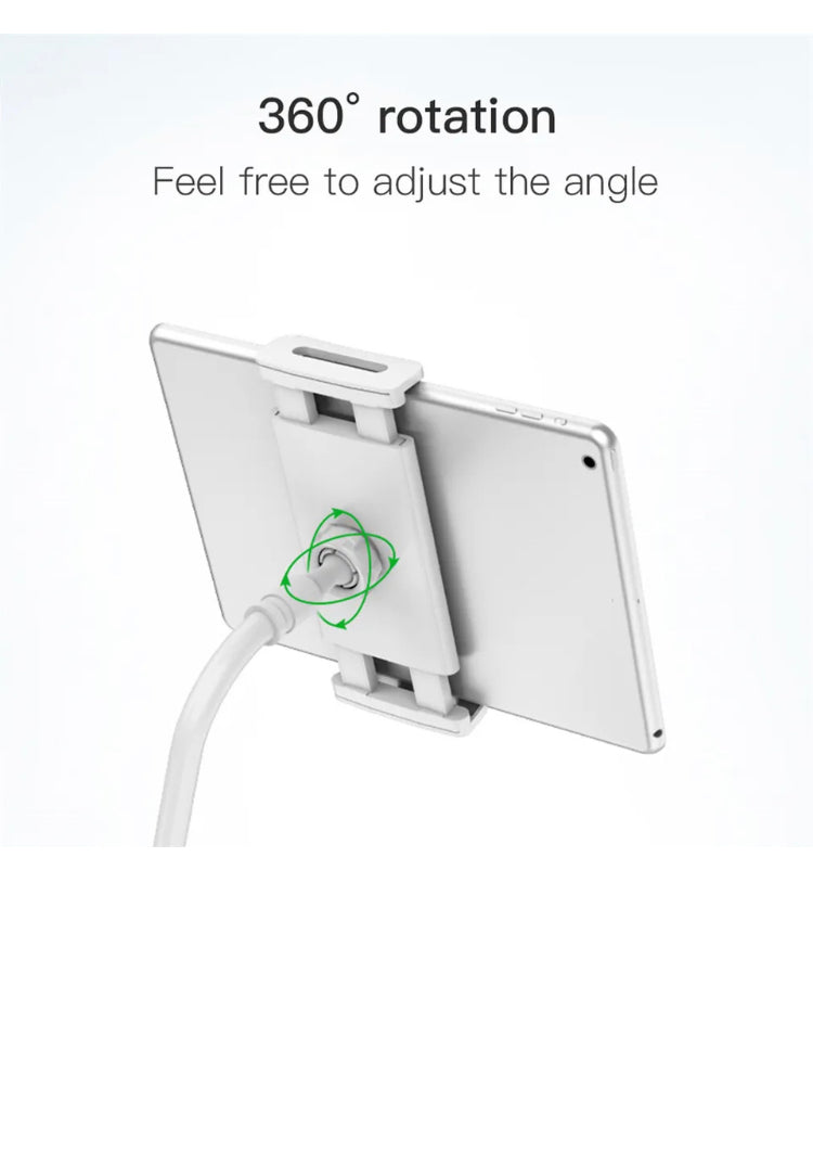 U STOCK!FAST SHIPPING! Features No Tools Required needed and easy to install. Simple & Generous appearance, all-purpose designed. Solid quality made ABS+PVC+Silicone, long 360°Rotation Tablet Stand Holder Lazy Bed Desk Mount for iPad Air iPhone Samsung