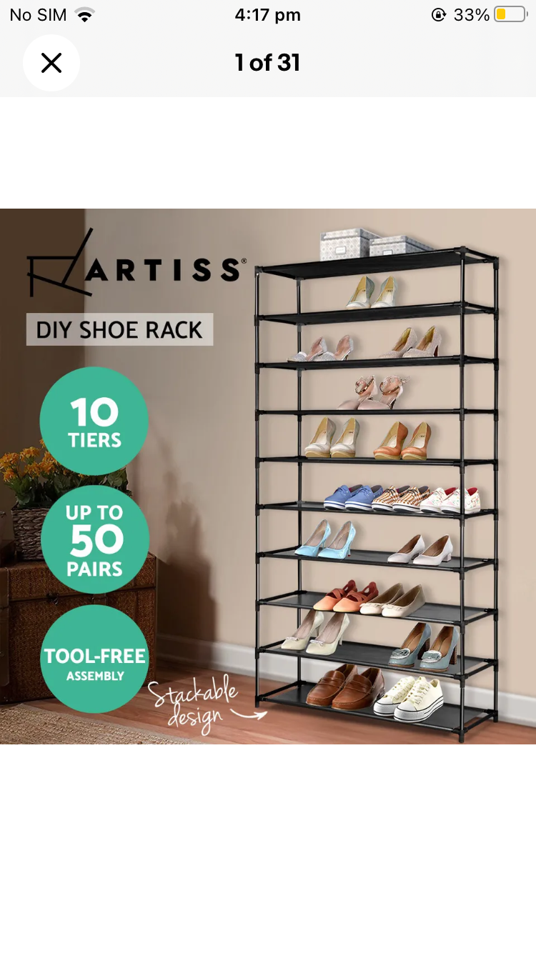 Shoe Rack without cover- can hold 50 pairs of shoes