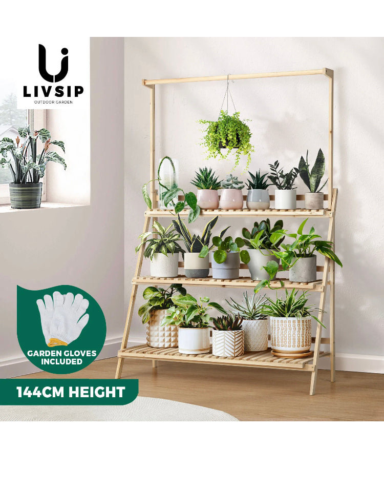 Brand new- free post Livsip Plant Stand Outdoor Indoor Wooden Flower Pots Rack Corner Planter Shelf