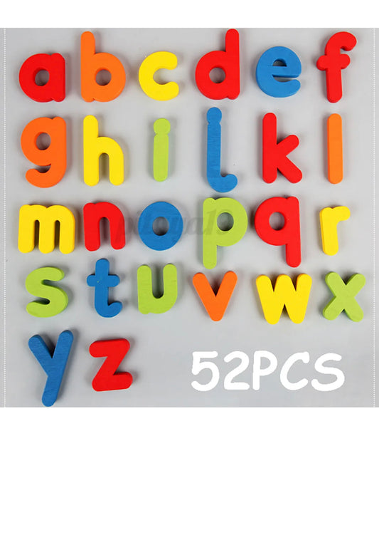 Brand new- free post 52X Wooden Alphabet Letter Learning Cards Word Spelling Practice Game Toys Gifts