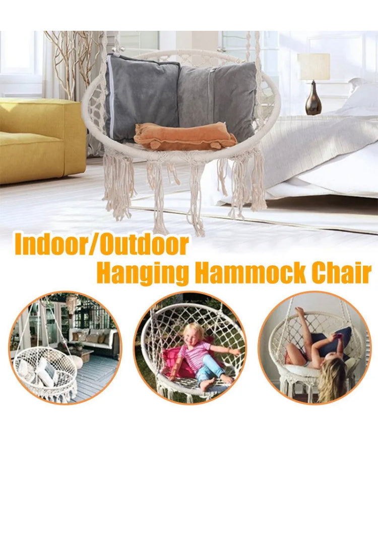 Brand new- free post 124CM Deluxe Hammock Chair Macrame Cotton Swing Bed Relax Outdoor Hanging Indoor