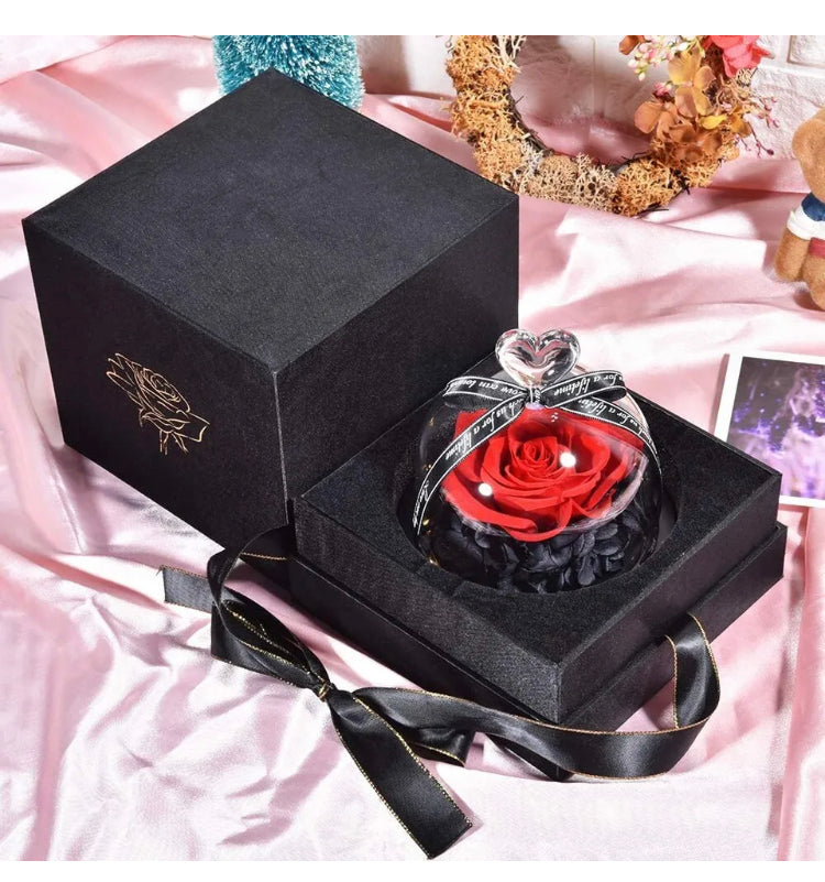 Brand new- free post Rose in Glass Dome Eternal Forever Flower LED Night Light Valentine' Day Gift AU