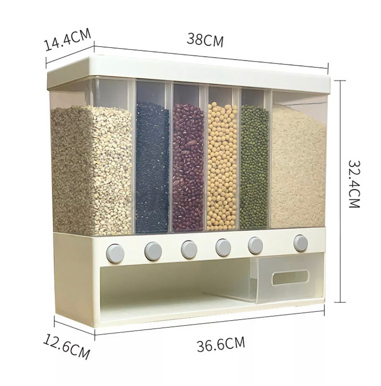 Brand new- free post 10Kg Grain Case Cereal Dispenser Storage Boxes Kitchen Food Bean Rice Container