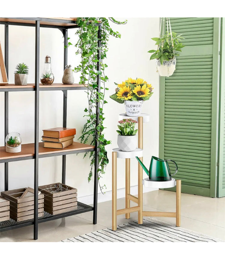 Brand new-free post 3 or 4 Tier Tall Plant Stand Bamboo Corner Plant Shelf Flower Stand Indoor Outdoor