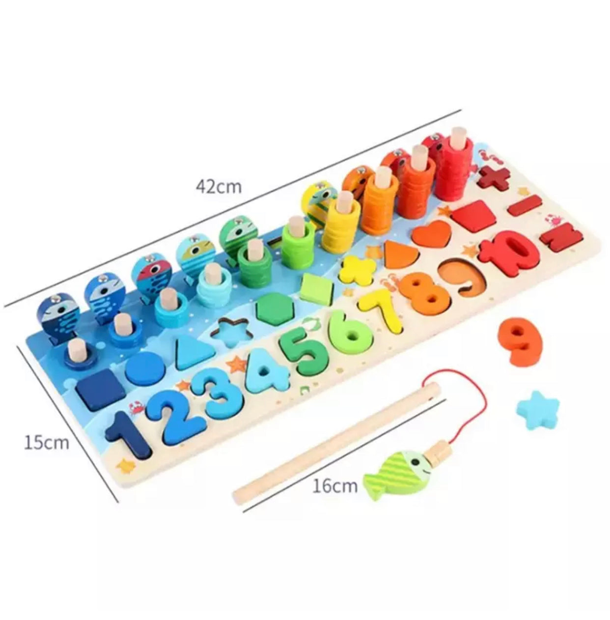 Brand new- free shipping Kids Educational Wooden Toys Baby Puzzle Fishing Toys Montessori Game Math Board