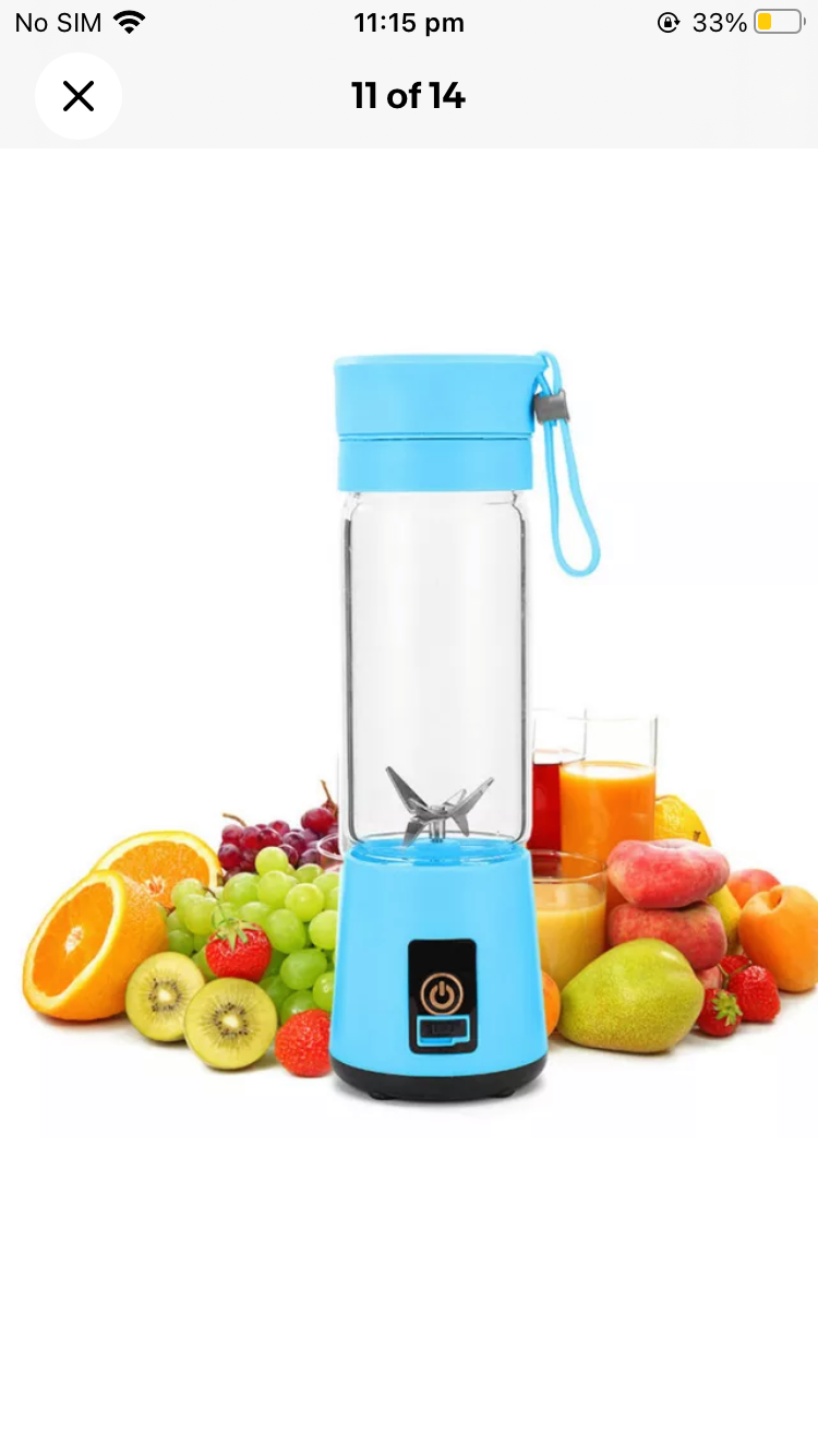 Brand new- free post Rechargeable PORTABLE USB ELECTRIC FRUIT JUICER SMOOTHIE BLENDER TRAVEL BOTTLE