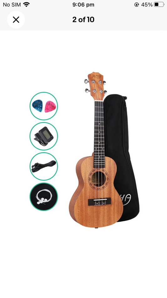 Brand new- free post ALPHA 23 Inch Concert Ukulele Mahogany Ukeleles Uke Hawaii Guitar With Cover