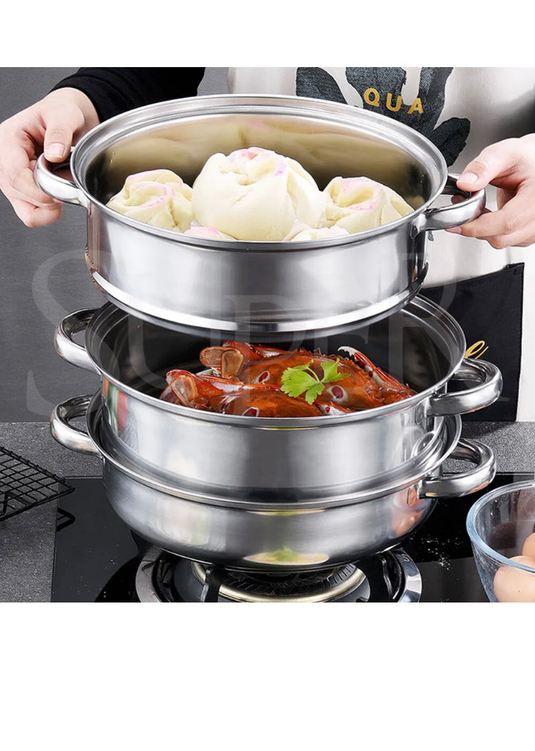 Brand new-free post 3 Tier Stainless Steel Steamer Meat Vegetable Cooking Steam Pot Kitchen Tool